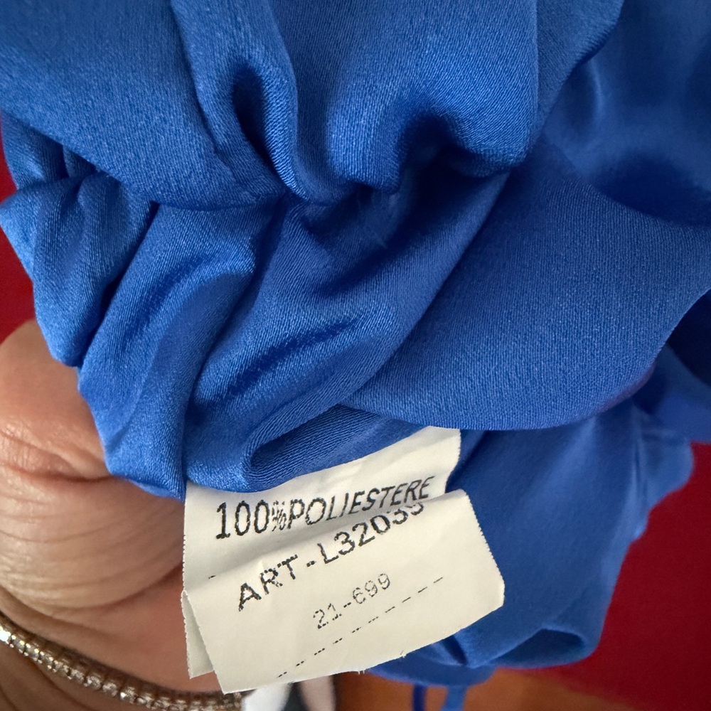 Vibrant Blue Ruched Bubble Crop Top - Picture 5 of 5